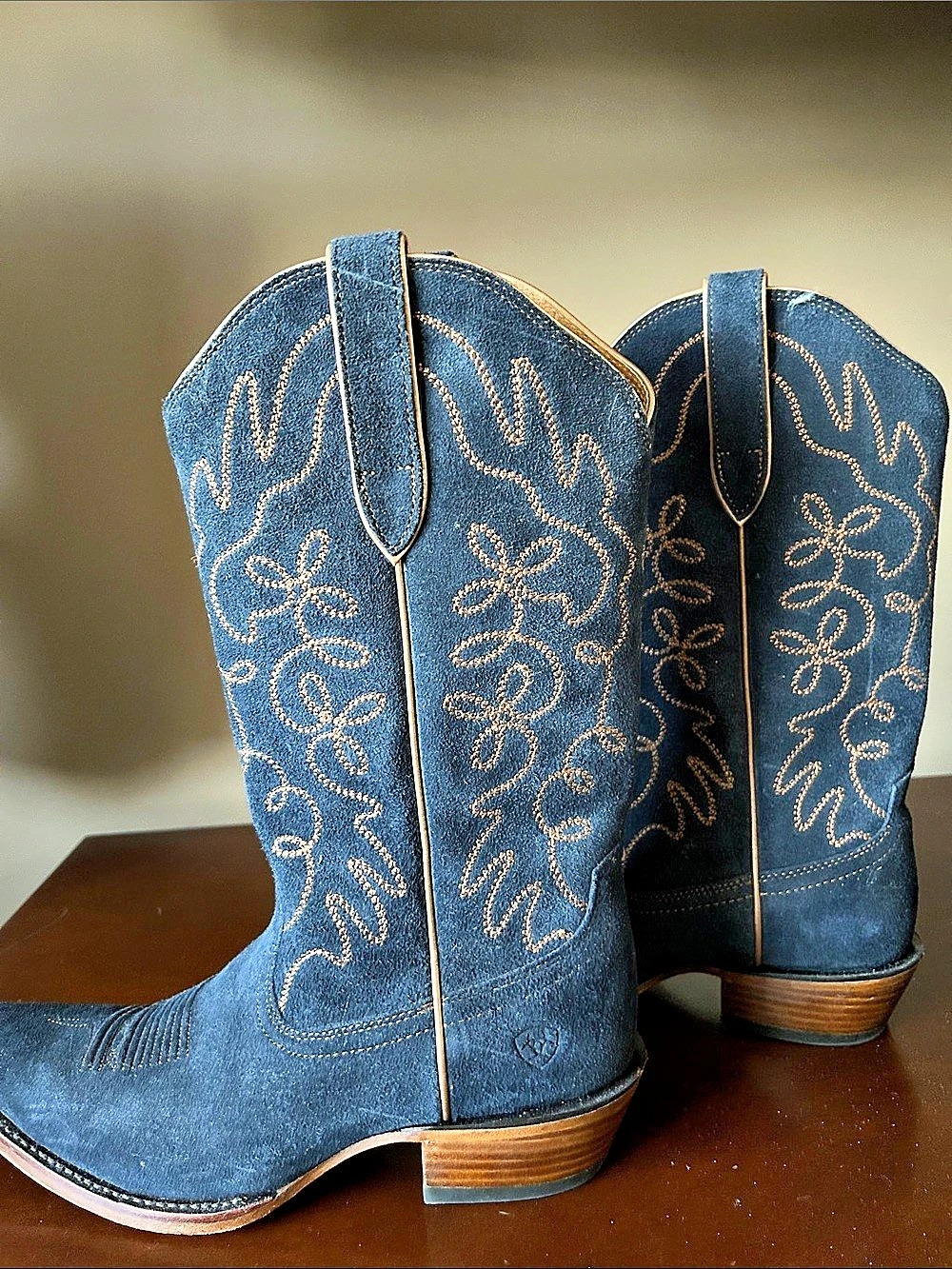 Ariat Heritage Western R Toe Embroidered Western Boots Blue US 8.5 B - Picture 2 of 6